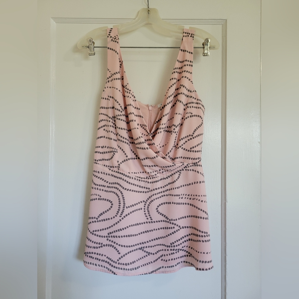 CAbi Sophia Cami Tank V-Neck Blouse Pink & Gray Summer Spring Size 6